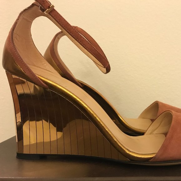Gucci Shoes - Gucci Suede Wedge Mirrored Heel